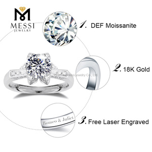 Bague <span class=keywords><strong>de</strong></span> fiançailles en or blanc 18K/14K avec <span class=keywords><strong>diamant</strong></span> Moissanite <span class=keywords><strong>1</strong></span> <span class=keywords><strong>carat</strong></span>, Thaïlande - Product Image 3