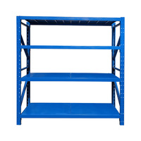 Étagères empilables en métal à 4 niveaux, supports de rangement, rayonnage robuste sans boulons, étagère de stockage, support de palette réglable antirouille, bleu