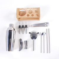 Shaker à cocktails multifonctionnel en acier inoxydable résistant à la corrosion, ensemble de bar 10 pièces, mélangeur à vin, kit de barman avec support de présentation