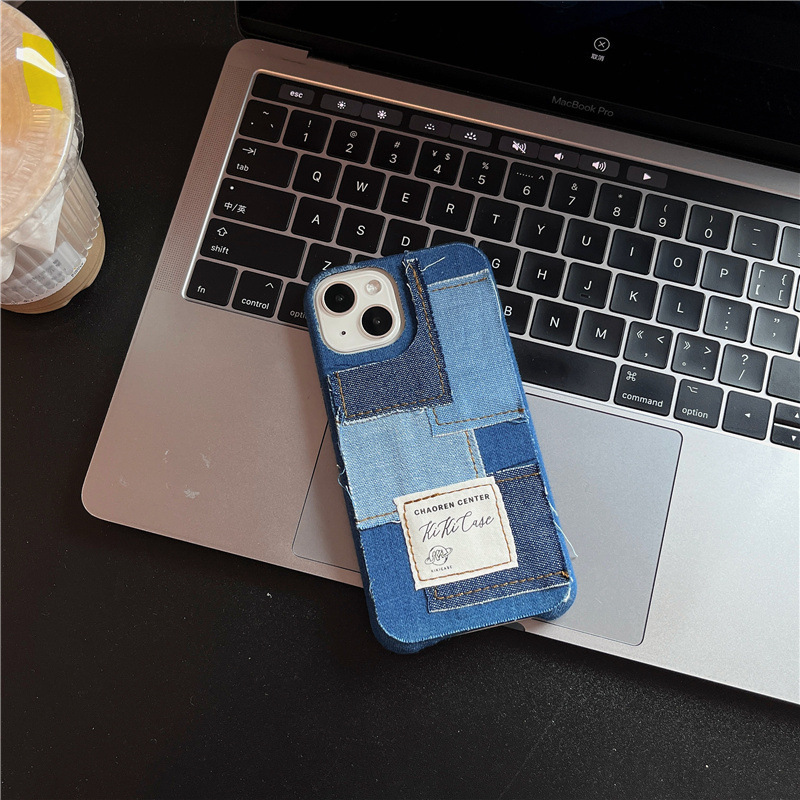 Diesel Custodia per iPhone 11 Pro Max, in denim modellato con codice a barre grafico, antiurto, prova di caduta, completamente protettiva con bordi rialzati, blu denim