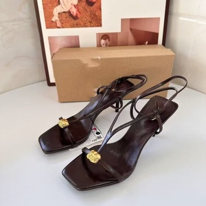 YX Women's Slim Strap High-Heeled Sandals with Metal Buckle Decoration <b>Open</b> Toe Summer Straight Strap Design - Product Image 5
