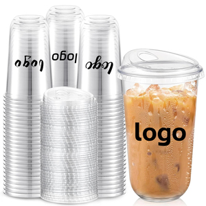 Bicchieri in PET Trasparente a Forma di U con Coperchio, Design Personalizzato con Logo, per Bevande Fredde, Caffè, Tè al Latte, Soda, Acqua, Bicchieri di Plastica Usa e Getta - Product Image 1