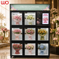 Distributeur automatique intelligent de fleurs fraîches à 8 compartiments en acier inoxydable, refroidissement par compresseur, options de paiement multiples, gestion basée sur le cloud