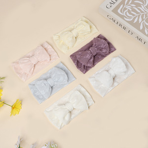 Diadema de encaje de doble capa para bebé, turbante suave y elástico con lazo, protege la fontanela, accesorios ligeros para el cabello de bebés recién nacidos. - Product Image 6