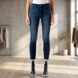 Jean en denim pour femme, coupe mi-longue ample, couleur unie, délavé, style décontracté, poches, tissu tricoté respirant, design simple - Product Image 5