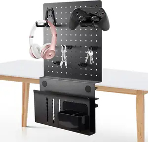 Stahlhängender Schreibtisch-Seiten-Organisator, Pegboard-Laptop-Halter, Nebentisch-Speicherhalter für Büro und Zuhause
