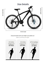 Vélo de montagne 26 pouces, 21 vitesses, frein à disque double, suspension avant, cadre en acier à haute teneur en carbone, vélo tout-terrain pour adultes, hommes, femmes, jeunes