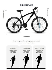 26 inch mountainbike, 21 versnellingen, dubbele schijfremmen, voorvering, frame van hoogwaardig carbonstaal, off-road fiets voor volwassenen, heren, dames en jongeren - Product Image 6
