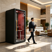 Cabine de bureau modulaire insonorisée et amovible pour réunions, travail privé et espaces ouverts, avec isolation phonique et suppression du bruit