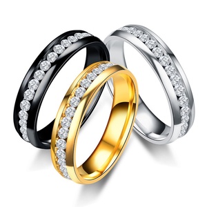 XR Jewelry Factory Stainless Steel Dubai Gold Plated Wedding <b>Ring</b> Cubric Zirconia Bands or <b>Rings</b> Jewelry - Product Image 4
