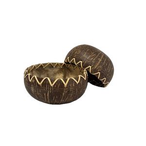 ชามกะลามะพร้าวแบบทำด้วยมือสำหรับเก็บอาหารทรงกลมพร้อมหวายผสมอาหารปลอดภัยเกรดอาหาร - Product Image 1