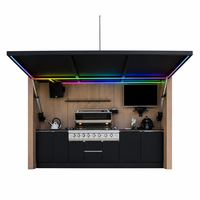 Cuisine extérieure modulaire avec barbecue, éclairage LED RGB, résistante aux intempéries, îlot de cuisine de luxe pour patio, évier, robinet, marbre