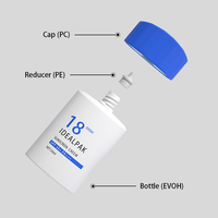 Vente en gros de flacons de crème solaire plats en EVOH personnalisés de 50 ml avec impression à l'écran pour les soins de la peau et les lotions