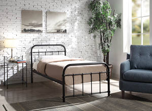 Оптовая продажа, простая конструкция, кованая железная платформа, кровать размера «<span class=keywords><strong>King</strong></span>-Size», медная щетка, металлические каркасы кровати - Product Image 5