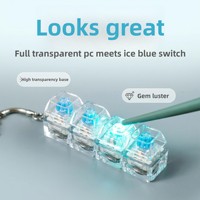 Porte-clés clavier mécanique en plastique lumineux haute transparence, jouet anti-stress carré avec 4 touches