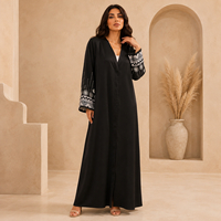Nouvelle Abaya d'Usine OEM/ODM Dubaï, Kimono Islamique de Luxe pour l'Aïd, Robe Musulmane Femme, Abaya Somptueuse Florale Texturée en 3D et Pudique