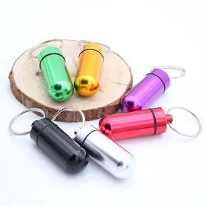 Container Key chain Emergency Survival Pill Tank Aluminium Keychain Alloy Waterproof Seal Bottle First-aid Tools key ring