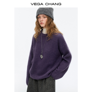 Maglione Invernale da <span class=keywords><strong>Donna</strong></span> VEGA CHANG in Morbida Lana di Coniglio, Colori <span class=keywords><strong>Lilla</strong></span> e Crema, Stile Casual e Caldo alla Moda - Product Image 2