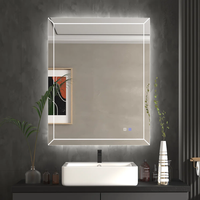 Miroir de salle de bain rectangulaire à LED avec interrupteur tactile réglable, design moderne élégant, montage mural, 3 couleurs de lumière