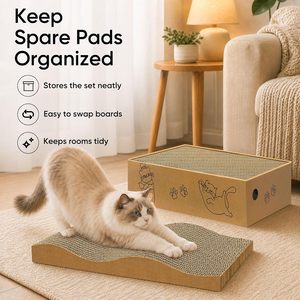 Sustainable Reversible Corrugated Paper and Sisal Cat <b>Scratch</b> <b>Pad</b> Cat Scratcher Toy Packaged in Box Eco-Friendly Pet Toys - Product Image 5