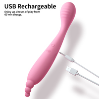 Gebogen dubbelzijdige siliconen G-spot vibrator met 10 vibratiemodi, waterdicht IPX6 & latexvrij voor vrouwen
