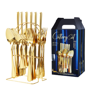 Hot bán hiện đại 24-Piece thép không gỉ dao kéo Bộ Quà Tặng 1010 bốn phần chính cho phương Tây dao muỗng nĩa bên - Product Image 3