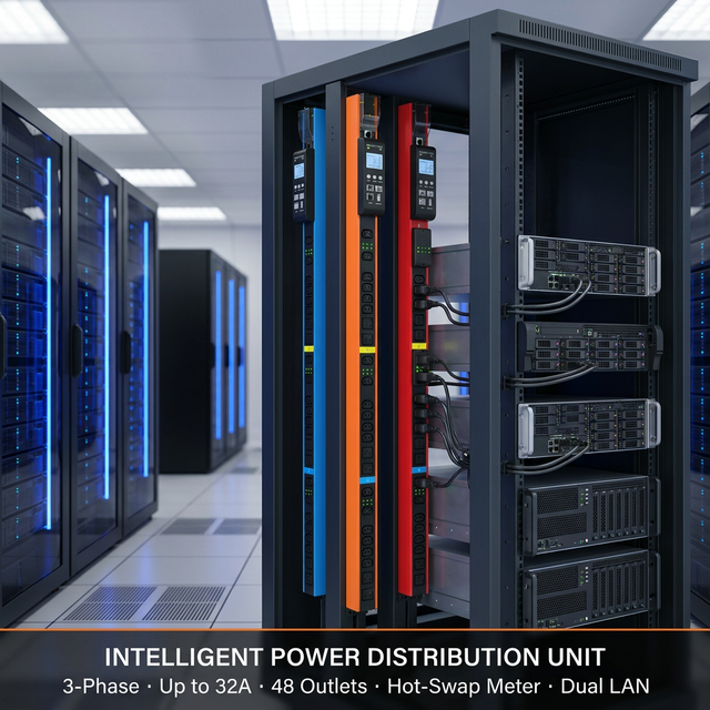 19 Inch Rack Mount Intelligent Switched PDU Remote Power on Off Control Unit for Server Room and IT Infrastructure