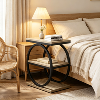 Table basse multifonctionnelle à trois niveaux avec rangement pour petits espaces, structure en métal moderne, plateau en MDF, meubles pour la maison