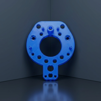 Plaque de montage pour effector final de robot en PETG imprimée en 3D par FDM, prototype bleu translucide, R&D, automatisation, OEM personnalisé