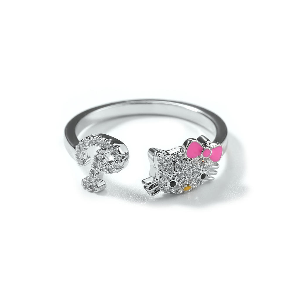 Kawaii Cartoon Cat Ring Sweet Cute Adjustable Open Band Women Trendy ...