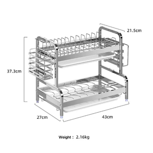 Çift Katlı Modern Paslanmaz Çelik Ayrılabilir Bulaşık Kurutmalığı, Mutfak Gereçleri ve Kesme Tahtası Tutucu, Katlanabilir ve İstiflenebilir, Mutfak Depolaması İçin - Product Image 1