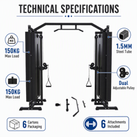 Máquina de Entrenamiento Funcional con Cables Cruzados, Polea Doble Ajustable, Gimnasio en Casa, Entrenamiento de Cuerpo Completo, Barra de Dominadas, Sistema de Fitness y Fuerza