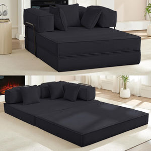 Canapé-lit en tissu portable minimaliste masculin moderne Sigma avec conception emballée sous vide pour une vie urbaine compacte dans un hôtel ou un appartement - Product Image 1