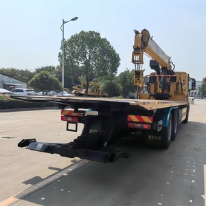 Heavy Duty 6x4 <b>Flatbed</b> Tow <b>Truck</b> with Knuckle Boom Crane Slidebed Wrecker Rollback Recovery <b>Truck</b> Boom <b>Truck</b> - Product Image 5