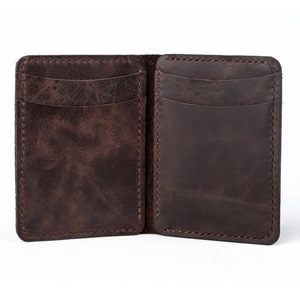 Porte-cartes en cuir de vachette pleine fleur sur mesure, porte-cartes pliable multi-emplacements, porte-cartes rétro ultra-fin adapté aux hommes - Product Image 5