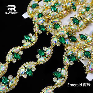 Aplique de cristal de diamantes de imitación dorado y plateado y dorado por yarda para cinturón de faja nupcial - Product Image 2