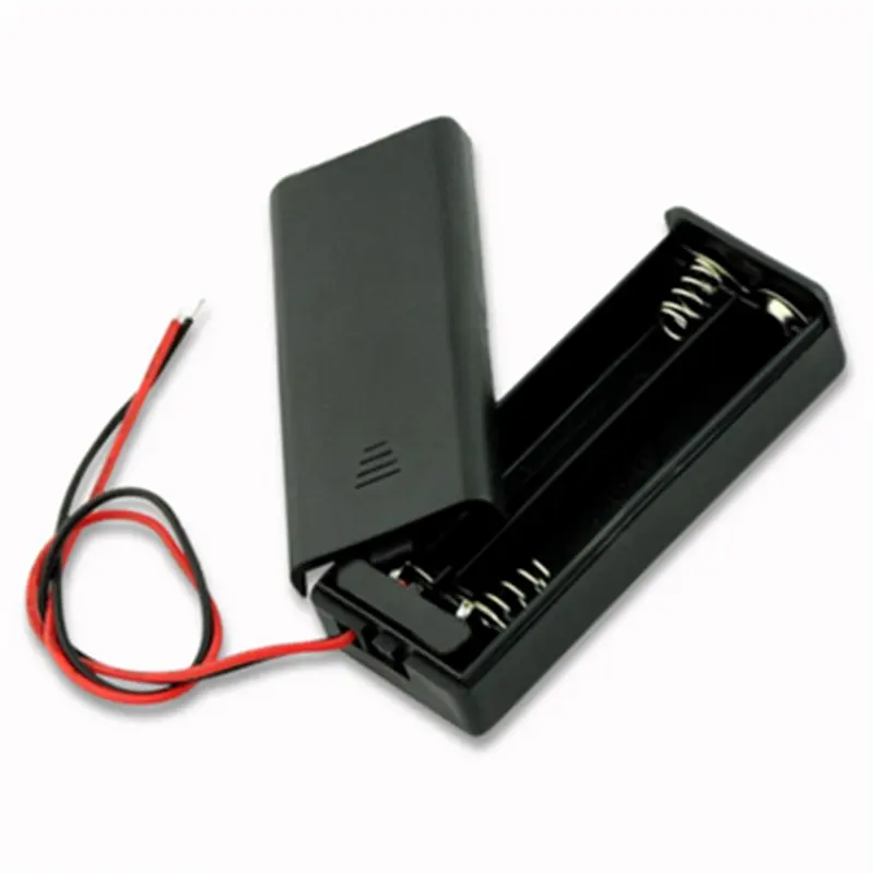 2aaa battery holder/supporto della batteria aaa/con il Rosso e Nero Cavi di Legare, Coperchio e Interruttore