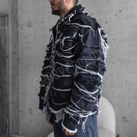 Veste en jean surdimensionnée vintage lavée et délavée de haute qualité, personnalisée, streetwear YSJY OEM, avec broderie de patch pour hommes
