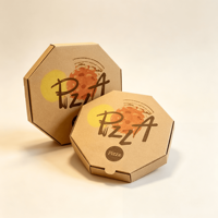 Caja de Embalaje para Pizza con Diseño de Logotipo Personalizado, Caja de Papel Corrugado Marrón para Pizza Grande con Tapa