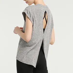 Tシャツを実行している最高の新製品ジムトップ女性クロップトップソリッド女性ヨガクロップトップスフィットネスジムウェア