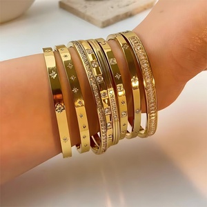 Joyería de Moda, Brazaletes de Circonita Cúbica, Chapados en Oro Real, Resistentes al Agua y al Deslustre, Pulseras y Brazaletes de Joyería Fina - Product Image 4