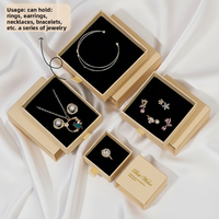 Ensemble d'emballage de luxe pour bijoux avec logo personnalisé, boîte à tiroir coulissant en papier et sac de shopping assorti pour bagues et colliers de marque