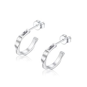 Boucles d'oreilles en argent sterling 925, design minimaliste, bijoux fins, plaqué rhodium, géométriques, tendance, créoles, cadeau de mariage, de fiançailles - Product Image 2