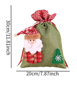 Decoraciones navideñas Lino rojo Muñeca 3D Bolsa de dulces Bolsa de regalo de Navidad Suministros de vestir para niños de vacaciones - Product Image 4