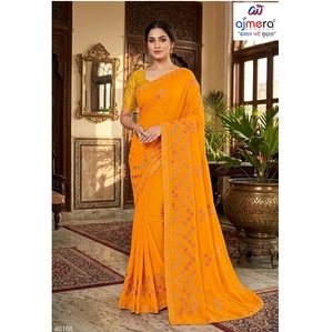 Sari en Soie de Luxe pour Femme, Style Traditionnel Indien, Idéal pour Fêtes et Mariages, Design Ethnique, Séchage Rapide, Coupe Classique, En Stock - Product Image 2