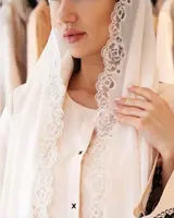 Hijab en mousseline de soie avec dentelle blanche, châle instantané, pour femmes, nouvelle collection 2022, vente en gros