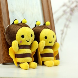 12cm Jaune Abeille Super Doux En Peluche Pendentif Enfants Cadeau Petit Animal Porte-clés Jouet pour Anniversaire PP Coton Rempli - Product Image 6
