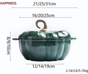 <span class=keywords><strong>Prix</strong></span> usine multi-tailles émail <span class=keywords><strong>fonte</strong></span> citrouille four hollandais émail antiadhésif citrouille casserole avec bouton conçu - Product Image 2