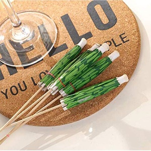 Parapluie en papier cocotier tropical Pics à cocktail <span class=keywords><strong>Parasol</strong></span> Pics à fruits Cupcake Toppers - Product Image 6