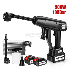 100BAR 6-in-1 30000mAh 500W Cordless <b>Car</b> <b>Washer</b> 10 Cells Battery Spray Water Gun 0/1/2 Battery Washing Cleaning Machine - Product Image 1